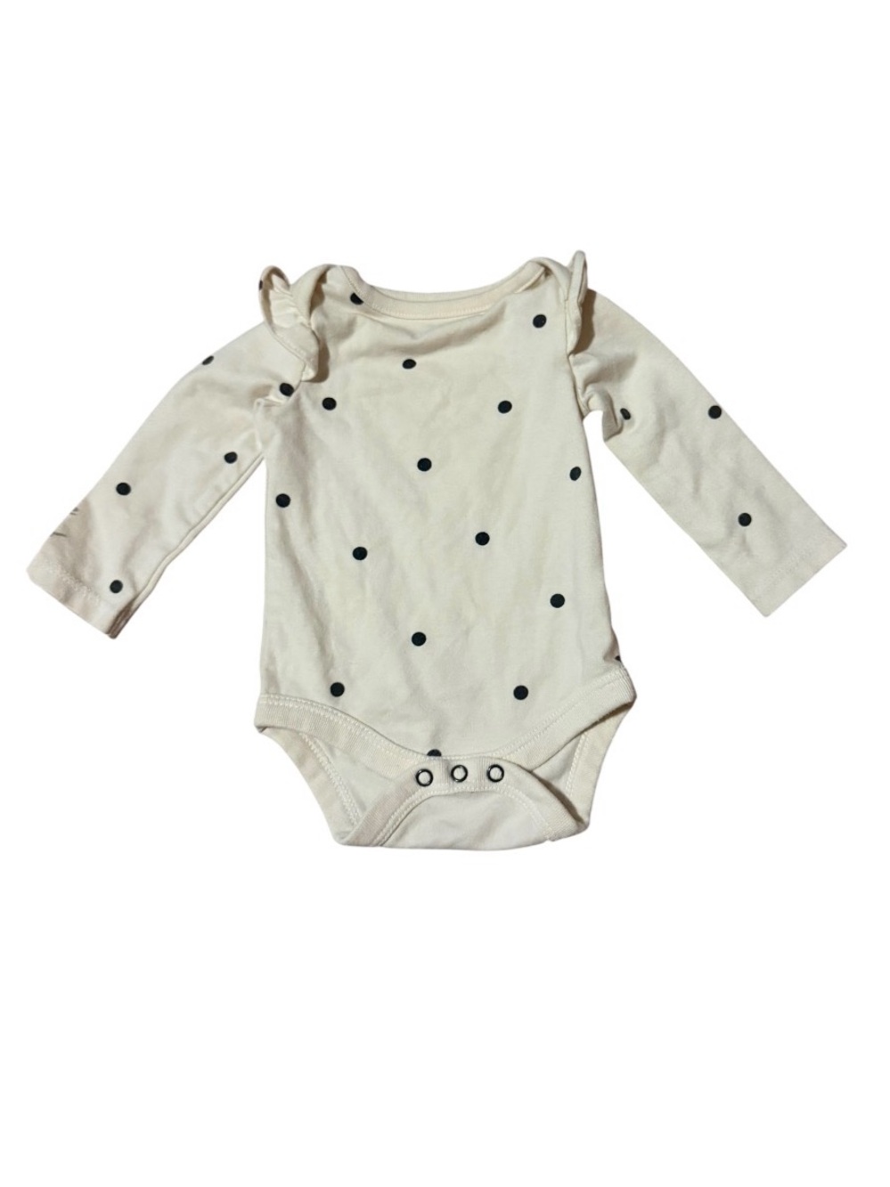 Cat & Jack Cream Long-Sleeve Polka Dot Bodysuit with Black Dots